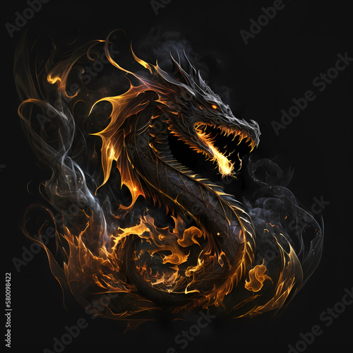 Dragon On Fire. Generative AI