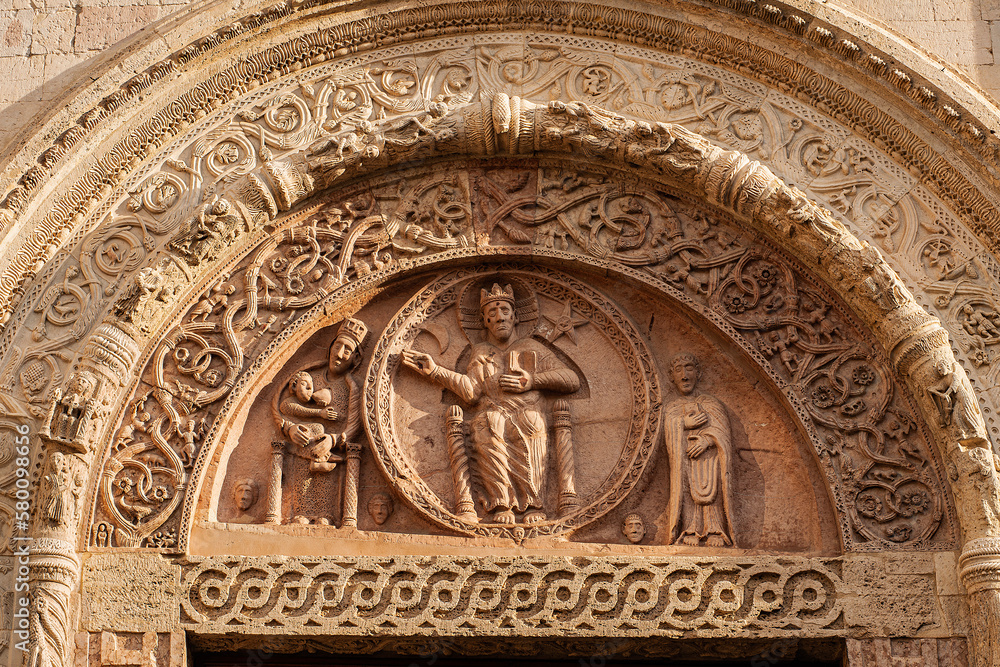  Christ, Sun and Moon, Tympanon at the basilica San Rufino, Assisi, Italy