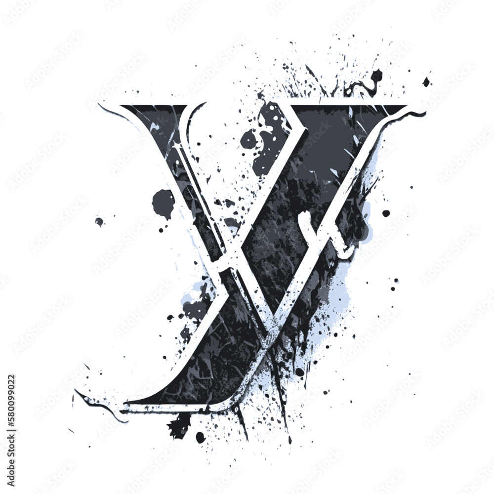 Letter Y, Vintage Logo Icon in 3D, Paint and Brush Texture,Dirty Splat ...