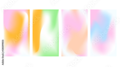 Gradient y2k aura background. Holographic pattern for stories or poster design. Iridescent aurora frame with smooth ombre effect. Aesthetic groovy ig blurry cover from 2000s vibe