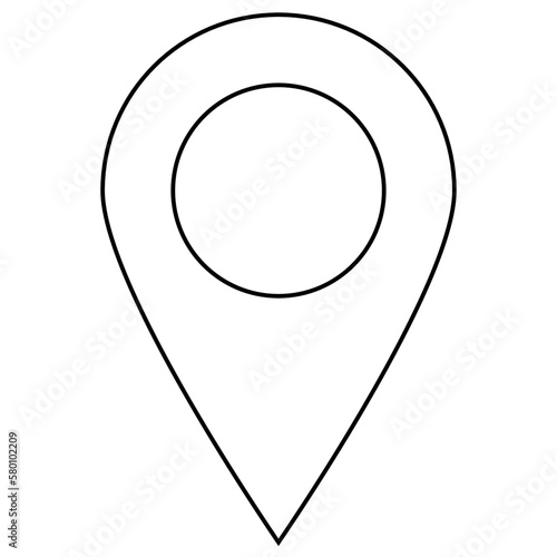Map pin vector icon, black color outline, flat style vector illustration marker icon symbol, location pin isolated on white background.