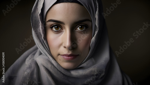 portrait of beautiful woman with burqa in Ramadan