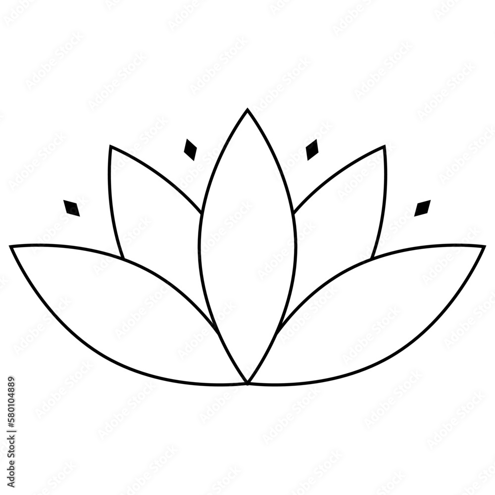 Lotus flower icon, flat style outlined white color vector symbol object. Five petals floral label, yoga, wellness industry, meditation logo. Isolated on white background. Lotus flower icon, flat style outlined white color vector symbol object. Five petals floral label, yoga, wellness industry, meditation logo. Isolated on white background.
