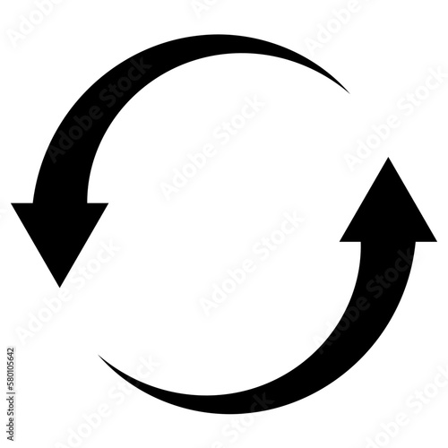 Refresh, recycle, synchronize idea concept symbol icon. Flat style black color vector object, sign element, illustration, drawing isolated on white background.