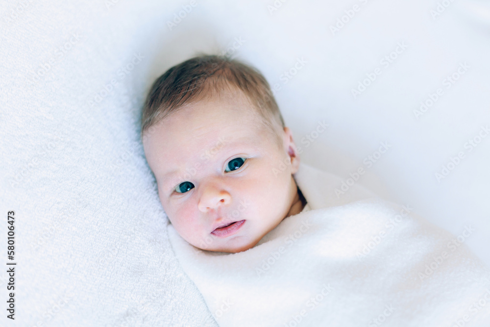 Peaceful sleeping newborn baby two weeks old. Peaceful sleeping newborn baby two weeks old.