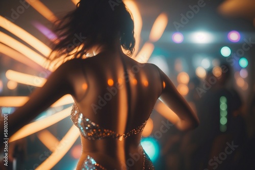 Young woman strip dance. Generative AI