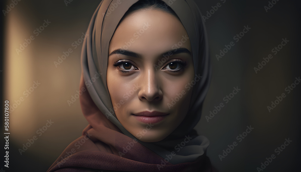 portrait of beautiful woman with burqa in Ramadan