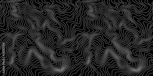 Weather Map Background. Vector Seamless Pattern with Contour Lines. Abstract Linear Topographic Texture