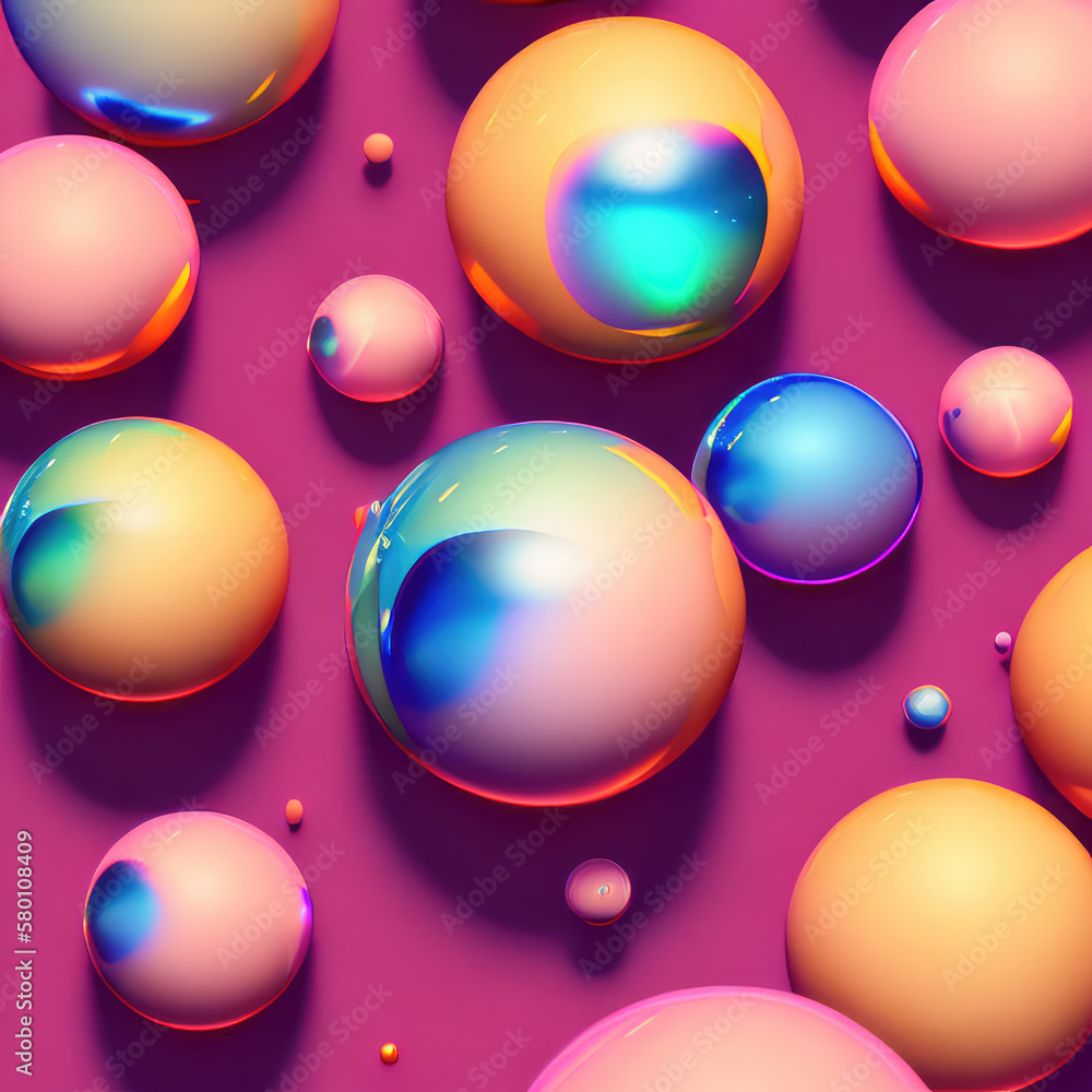 Abstract 3d sphere shapes background. Ai generated art.