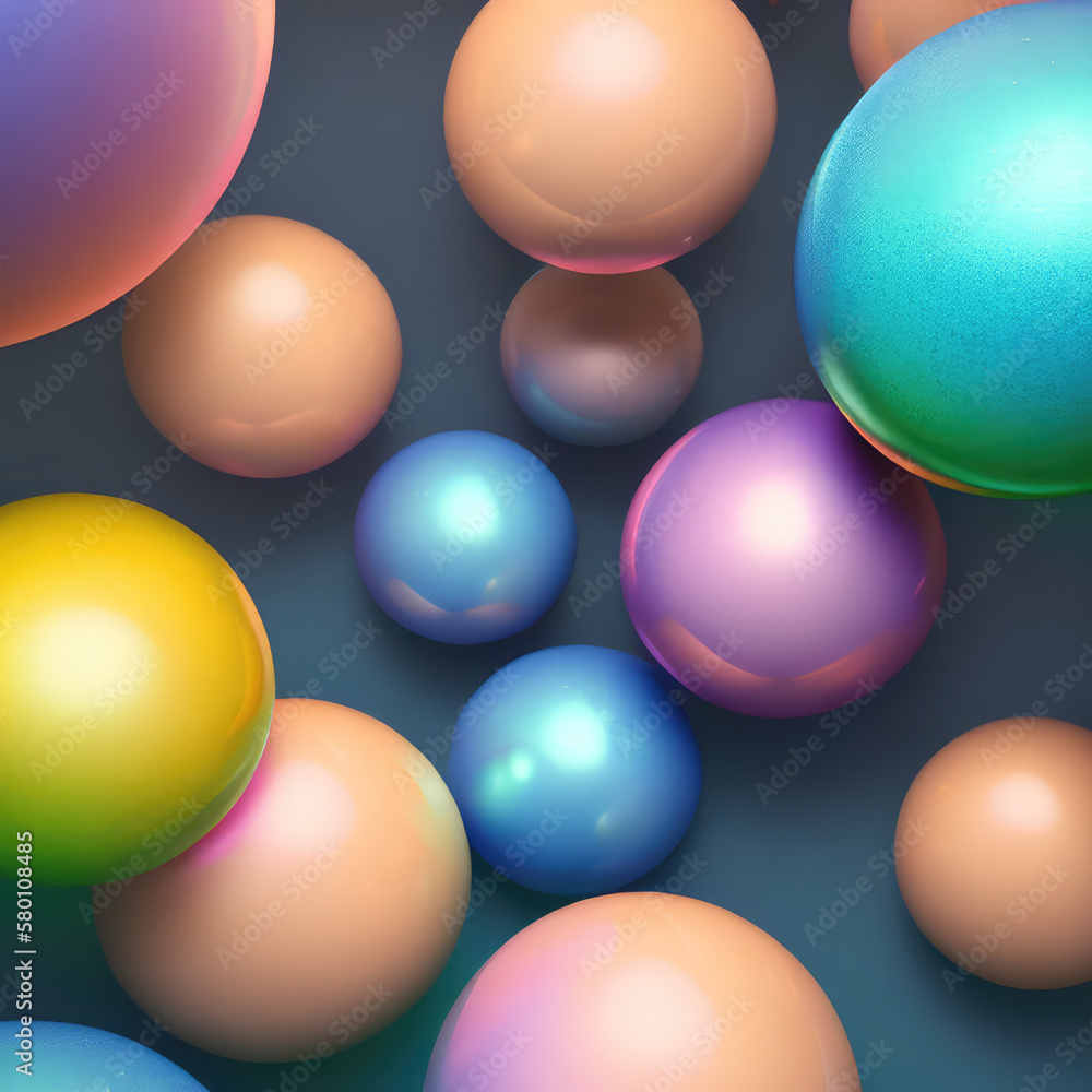 Abstract 3d sphere shapes background. Ai generated art.