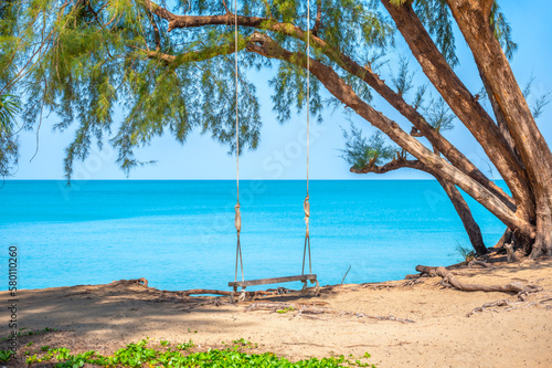 Swing on the beach at Mai Khao Beach, Phuket Thailand.