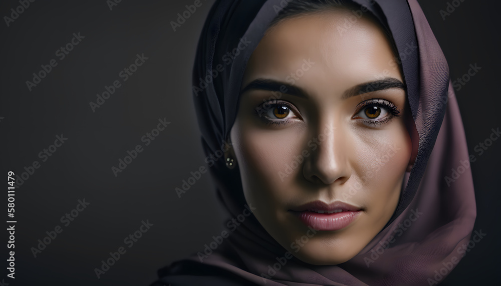 portrait of beautiful woman with burqa in Ramadan