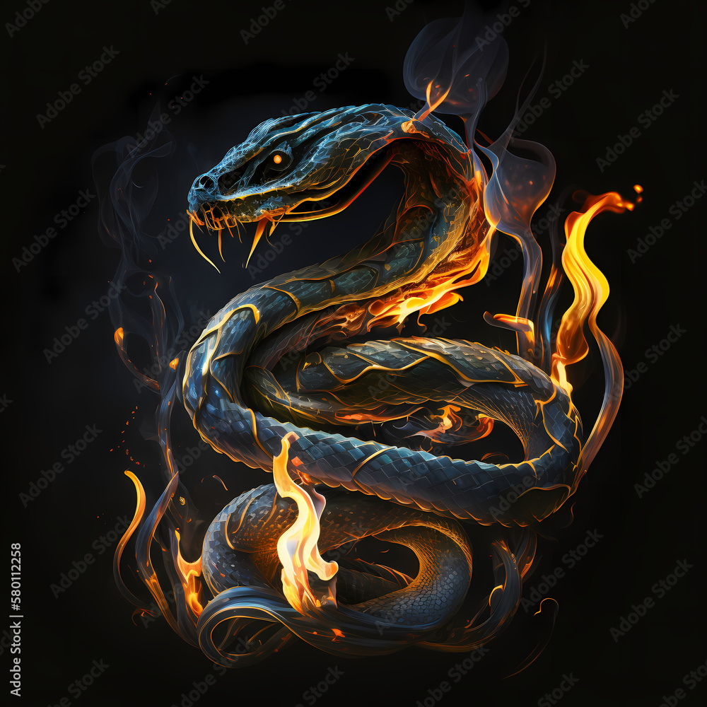 Snake On Fire. Generative AI Snake On Fire. Generative AI