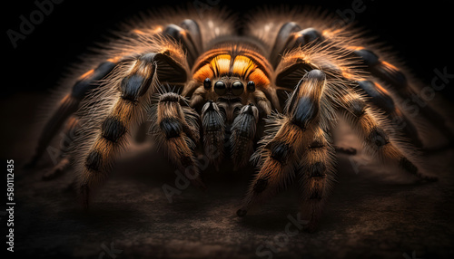 crab spider, isolated black background, generative ai