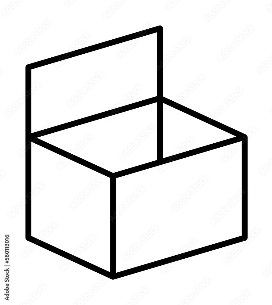 Box opened icon. Simple line, outline of packaging icons for ui and ux, website or mobile application on white background Box opened icon. Simple line, outline of packaging icons for ui and ux, website or mobile application on white background