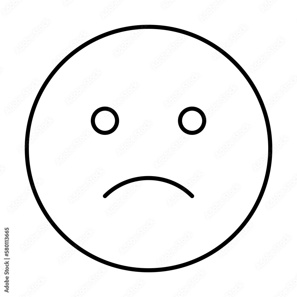 Sad, emotions icon. Simple line, outline expression of mood icons for ui and ux, website or mobile application on white background Sad, emotions icon. Simple line, outline expression of mood icons for ui and ux, website or mobile application on white background
