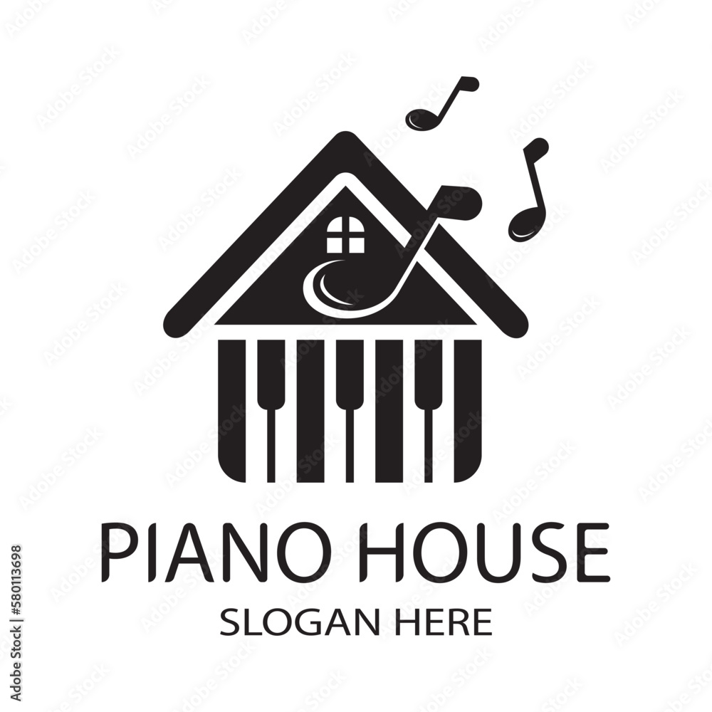 piano house vector logo design template illustration piano house vector logo design template illustration
