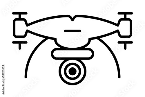 drone with camera field outline icon on light background