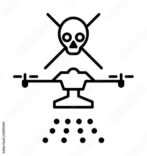 drone with chemical elements field outline icon on light background