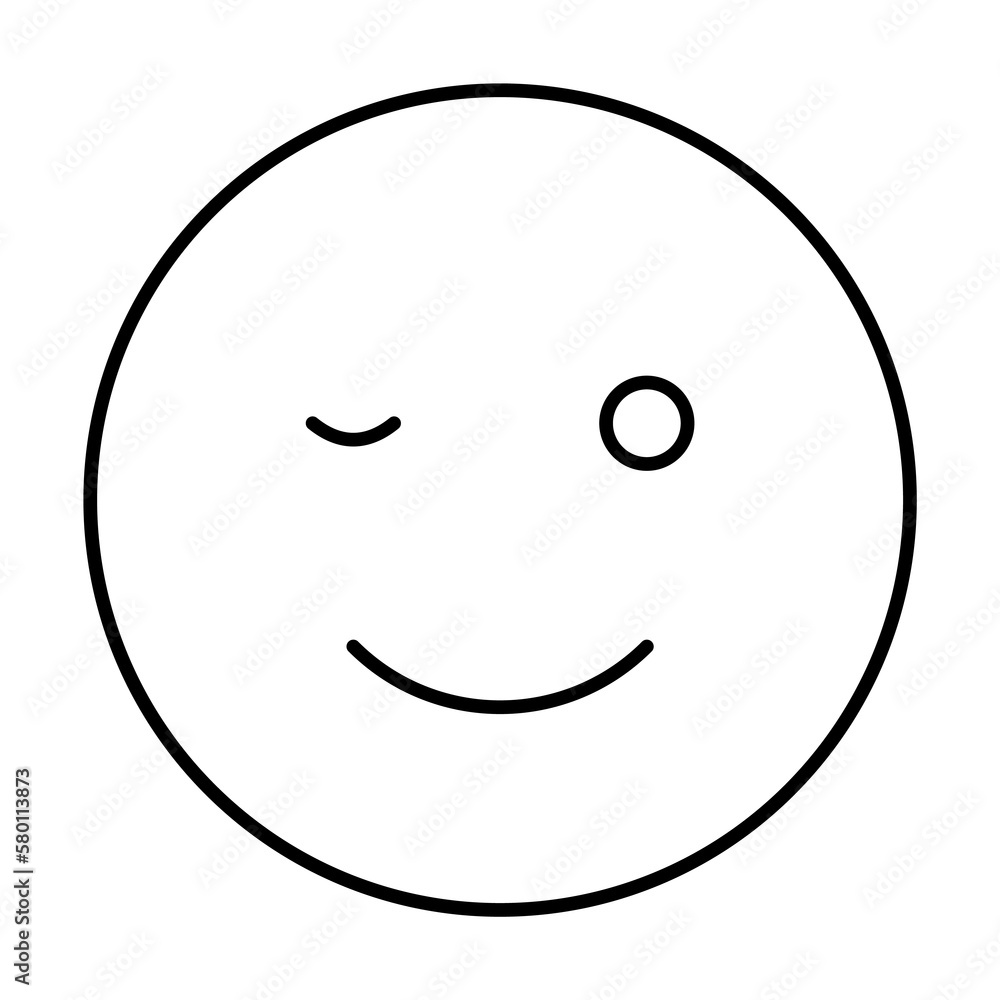 Wink, emotions icon. Simple line, outline expression of mood icons for ui and ux, website or mobile application on white background Wink, emotions icon. Simple line, outline expression of mood icons for ui and ux, website or mobile application on white background