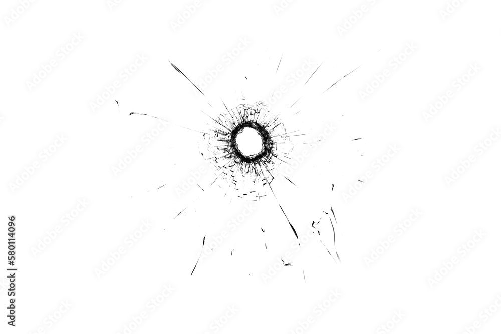 Broken glass from a bullet. Texture of broken glass. Broken glass from a bullet. Texture of broken glass.
