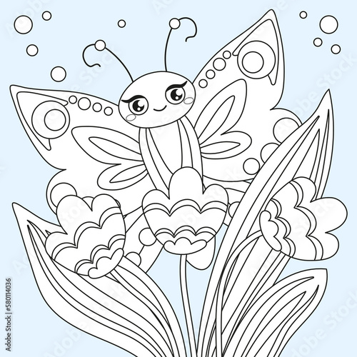 butterfly coloring book. insect coloring page