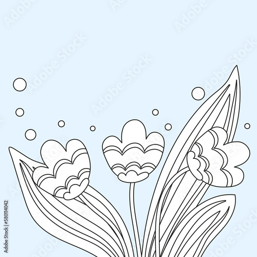 coloring card with flowers. greeting card. birthday