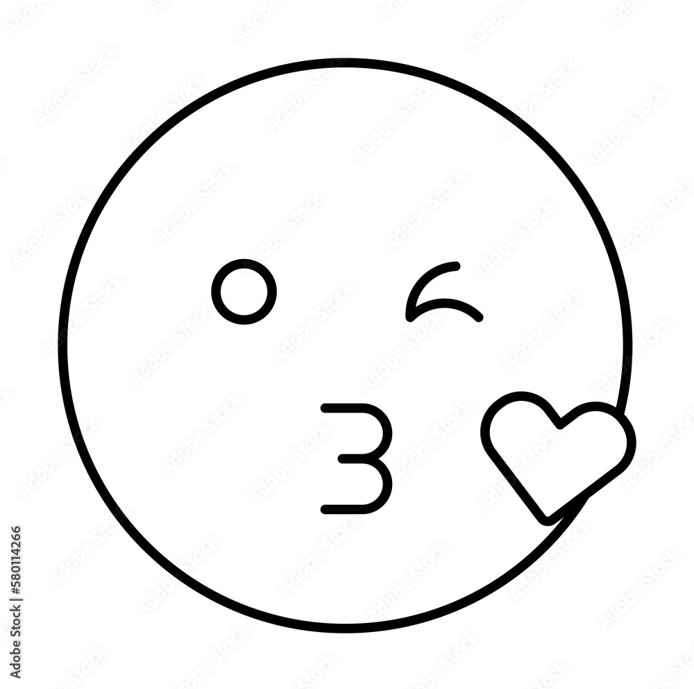Blow kiss, emotions icon. Simple line, outline expression of mood icons for ui and ux, website or mobile application on white background Blow kiss, emotions icon. Simple line, outline expression of mood icons for ui and ux, website or mobile application on white background