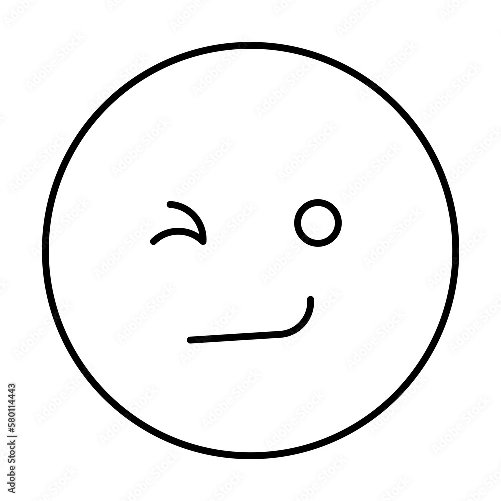 Winking face, emotions icon. Simple line, outline expression of mood icons for ui and ux, website or mobile application on white background Winking face, emotions icon. Simple line, outline expression of mood icons for ui and ux, website or mobile application on white background