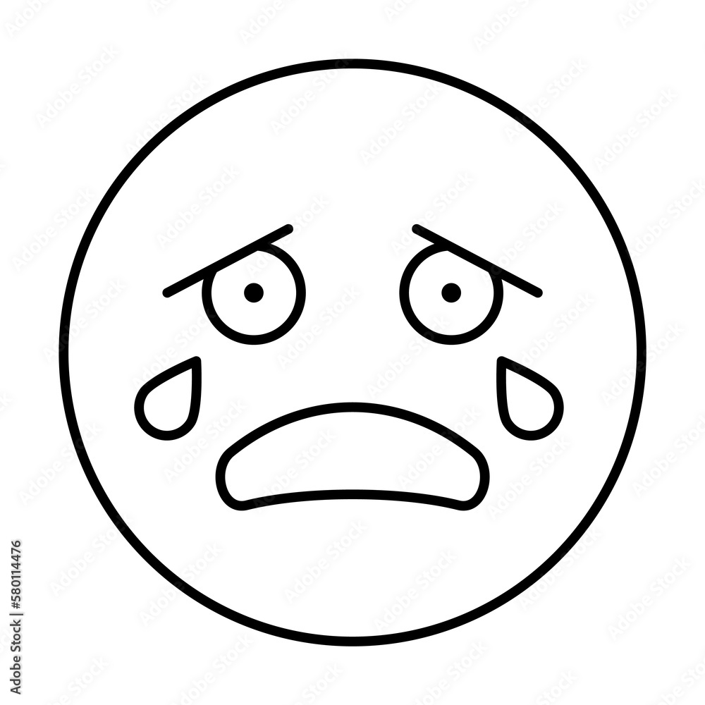 Crying, emotions icon. Simple line, outline expression of mood icons for ui and ux, website or mobile application on white background Crying, emotions icon. Simple line, outline expression of mood icons for ui and ux, website or mobile application on white background