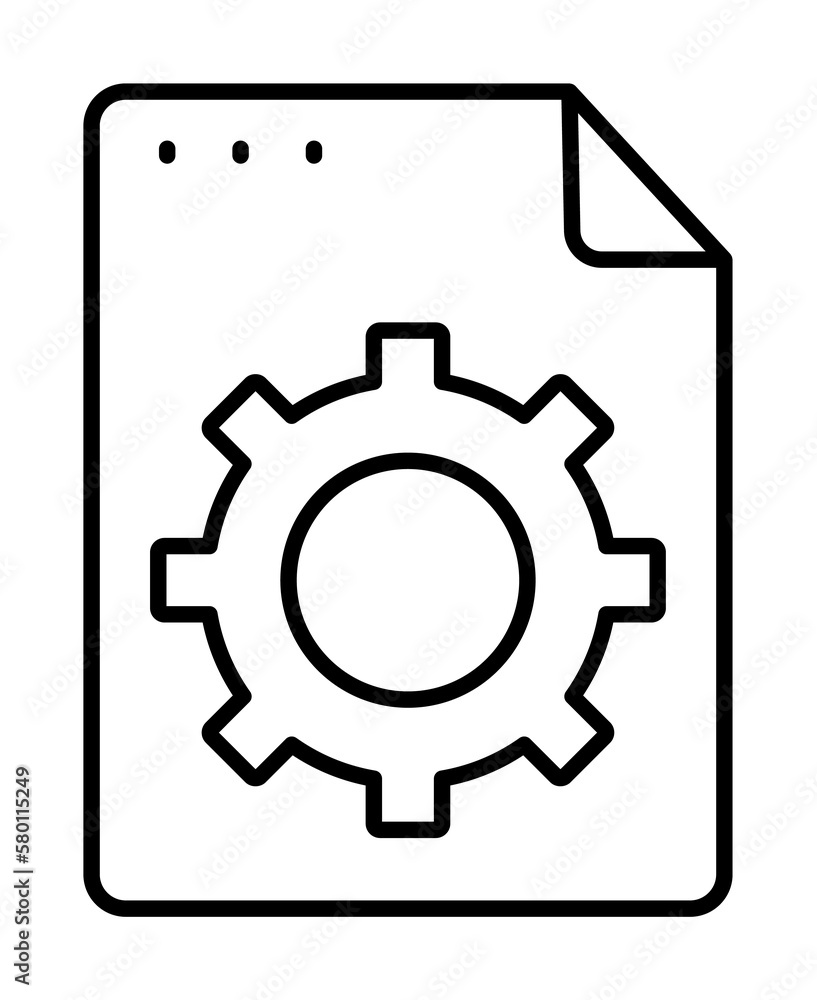 File, document, gear icon. Simple line, outline of icons for ui and ux, website or mobile application on white background File, document, gear icon. Simple line, outline of icons for ui and ux, website or mobile application on white background