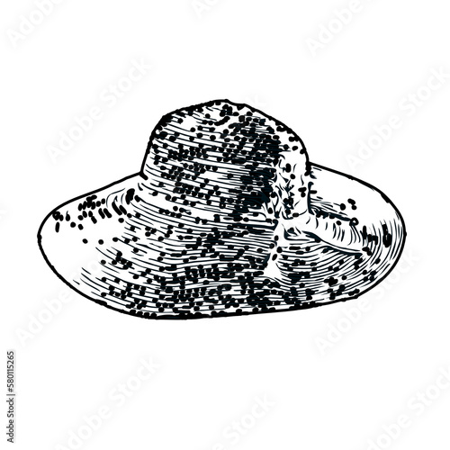 Black and white sketch of a hat with transparent background