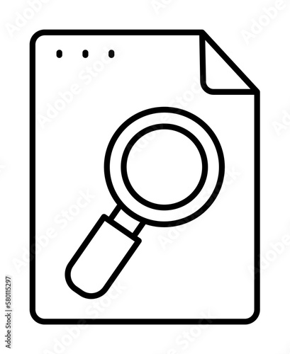 File, document, magnifier icon. Simple line, outline of icons for ui and ux, website or mobile application on white background