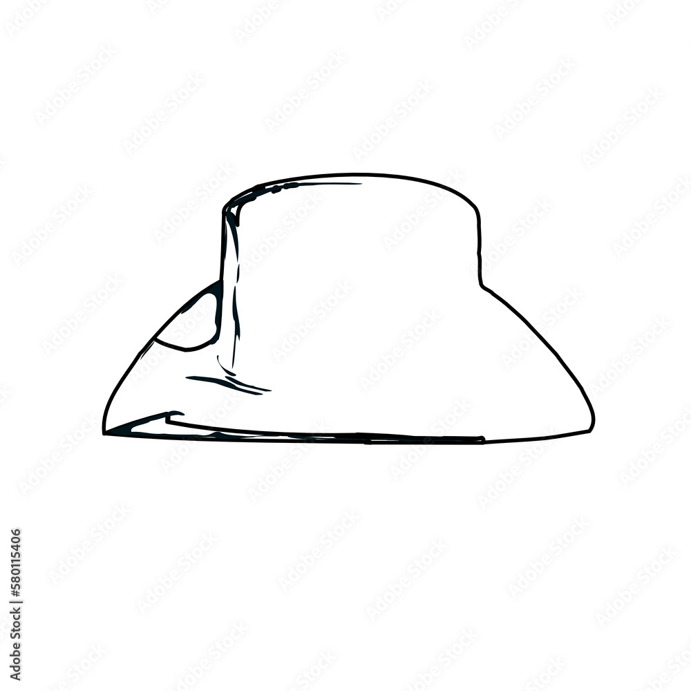 Black and white sketch of a hat with transparent background Black and white sketch of a hat with transparent background