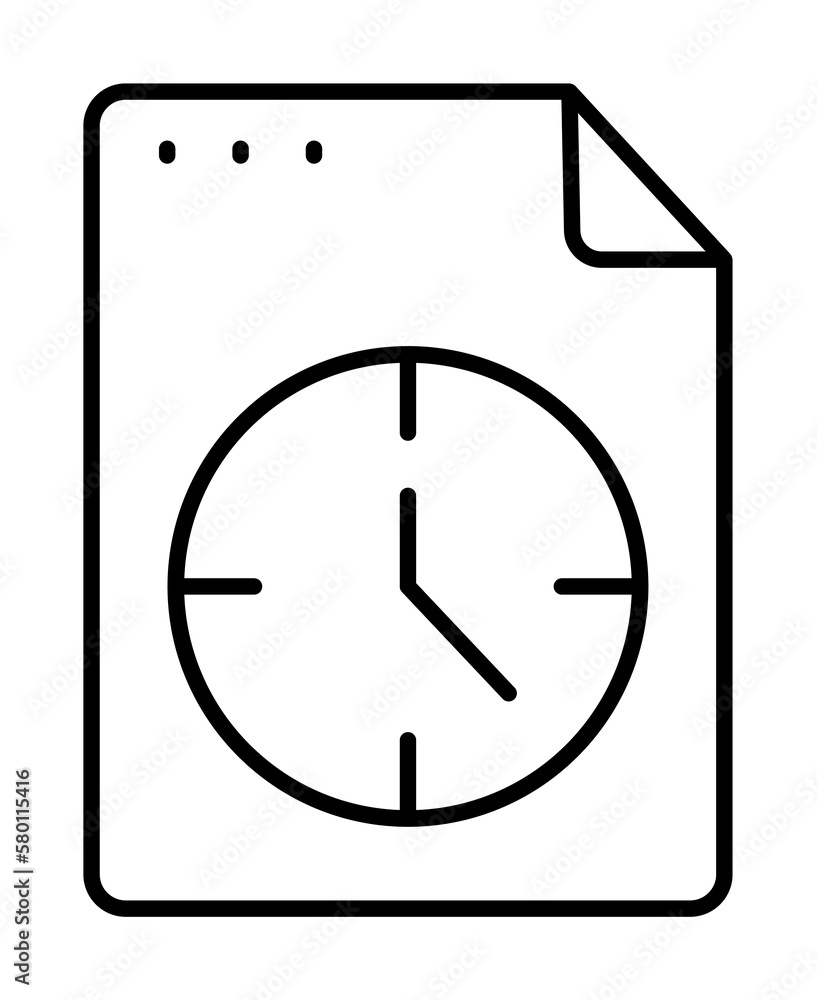 File, document, clock icon. Simple line, outline of icons for ui and ux, website or mobile application on white background File, document, clock icon. Simple line, outline of icons for ui and ux, website or mobile application on white background