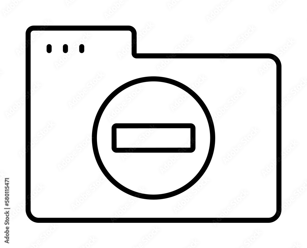 Folder ban icon. Simple line, outline of icons for ui and ux, website or mobile application on white background Folder ban icon. Simple line, outline of icons for ui and ux, website or mobile application on white background