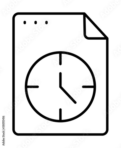 File, document, clock icon. Simple line, outline of icons for ui and ux, website or mobile application on white background