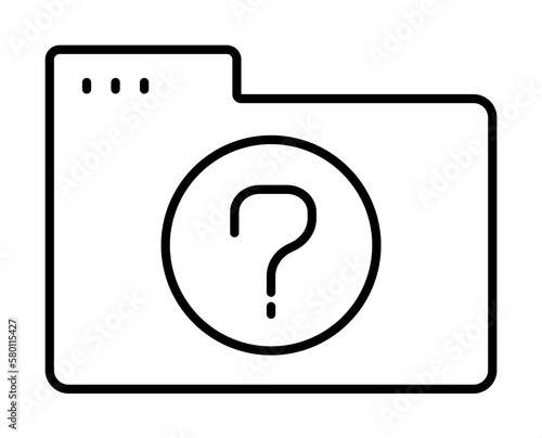 Folder question icon. Simple line, outline of icons for ui and ux, website or mobile application on white background