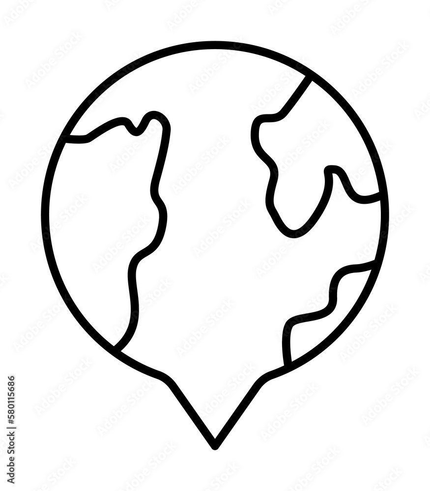 Location icon. Simple line, outline of globe icons for ui and ux, website or mobile application on white background Location icon. Simple line, outline of globe icons for ui and ux, website or mobile application on white background