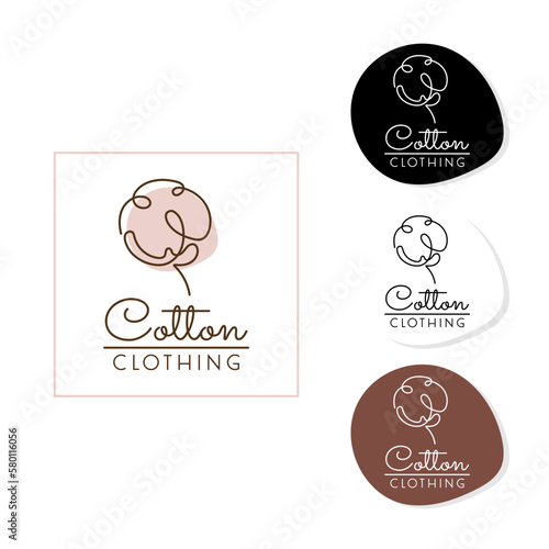 One line cotton logo,icon,label.Stickers and emblems.Clothing decorative elements.continuous line icon cotton isolated 