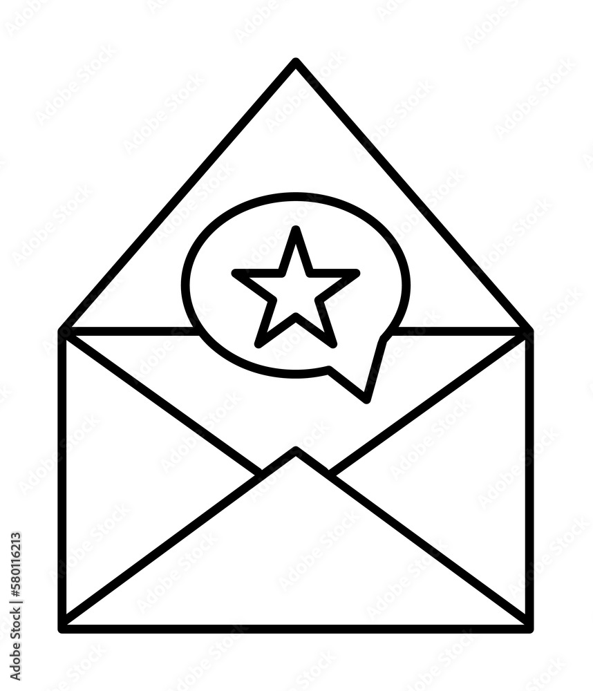 Message, star, chat icon. Simple line, outline of information transfer icons for ui and ux, website or mobile application on white background Message, star, chat icon. Simple line, outline of information transfer icons for ui and ux, website or mobile application on white background