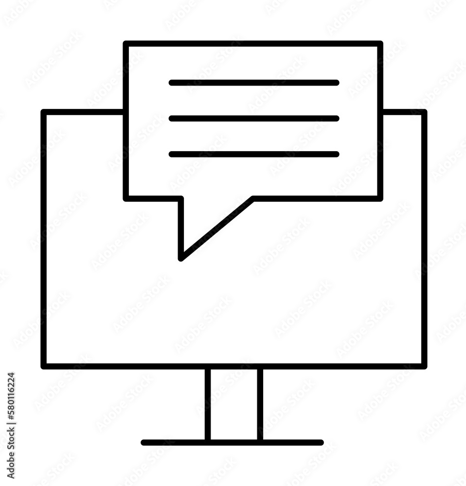 Computer, chat, message icon. Simple line, outline of information transfer icons for ui and ux, website or mobile application on white background Computer, chat, message icon. Simple line, outline of information transfer icons for ui and ux, website or mobile application on white background