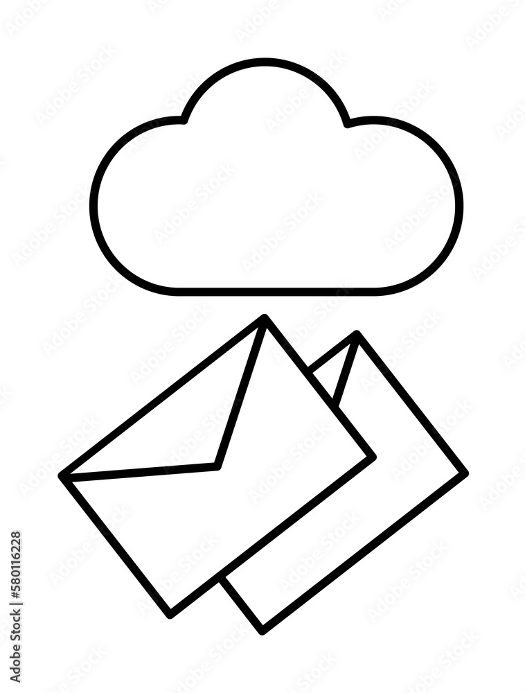 Cloud, message, email icon. Simple line, outline of information transfer icons for ui and ux, website or mobile application on white background Cloud, message, email icon. Simple line, outline of information transfer icons for ui and ux, website or mobile application on white background