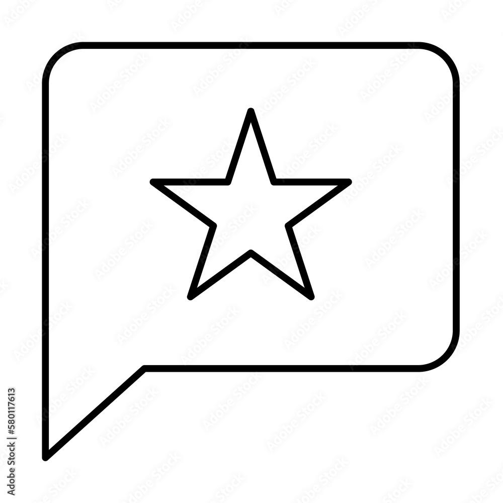 Chat bubble, star, SEO icon. Simple line, outline elements of commerce icons for ui and ux, website or mobile application on white background Chat bubble, star, SEO icon. Simple line, outline elements of commerce icons for ui and ux, website or mobile application on white background