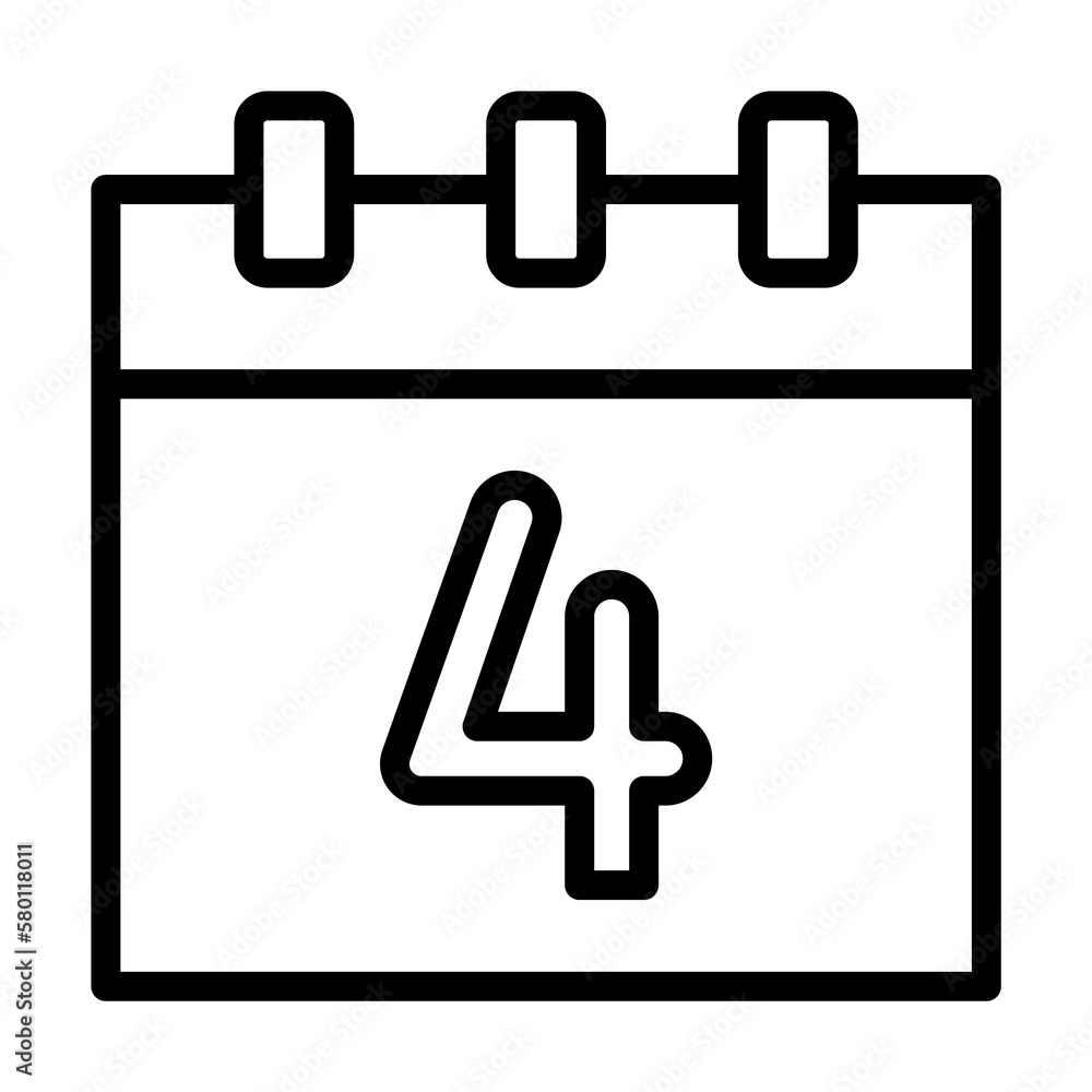 Calendar 4th July icon. Simple line, outline elements of America icons for ui and ux, website or mobile application on white background Calendar 4th July icon. Simple line, outline elements of America icons for ui and ux, website or mobile application on white background