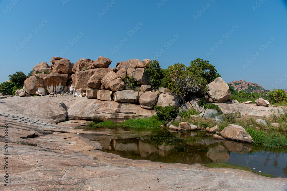Sugreeva Cave situated in Hampi which is a UNESCO world heritage site