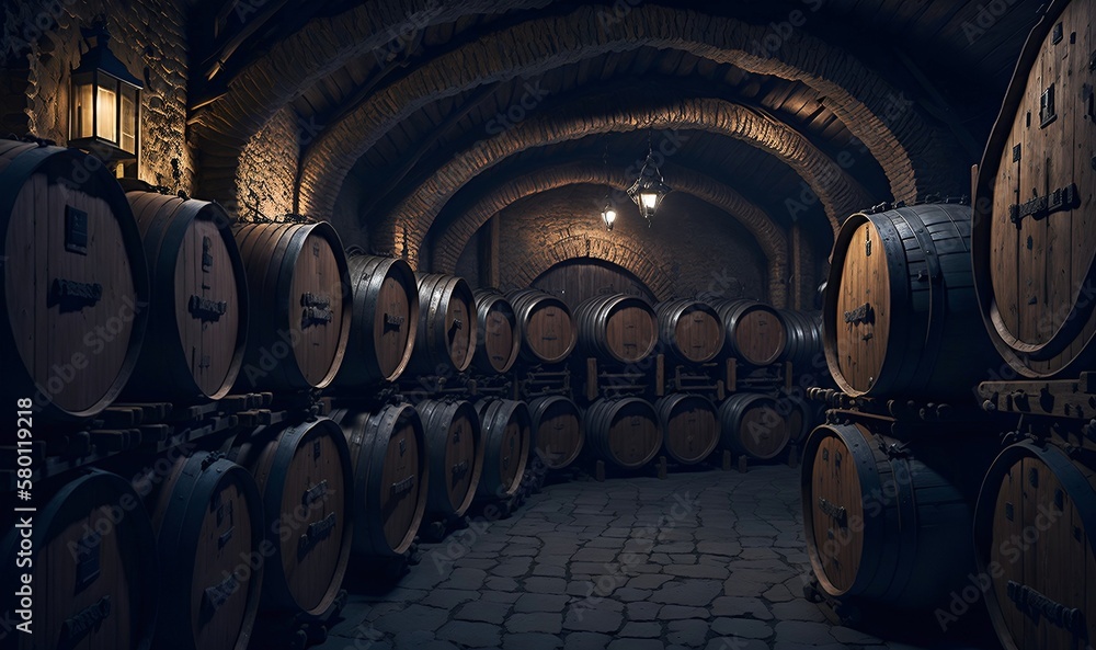 Illustration, about an old wine cellar, created with ai, Illustration, about an old wine cellar, created with ai,