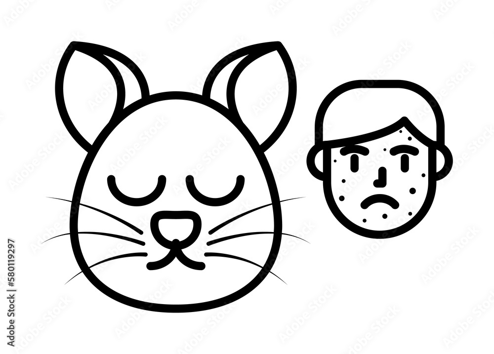 Cat, allergic face icon. Element of problems with allergies icon. Thin line icon for website design and development, app development. Premium icon on white background