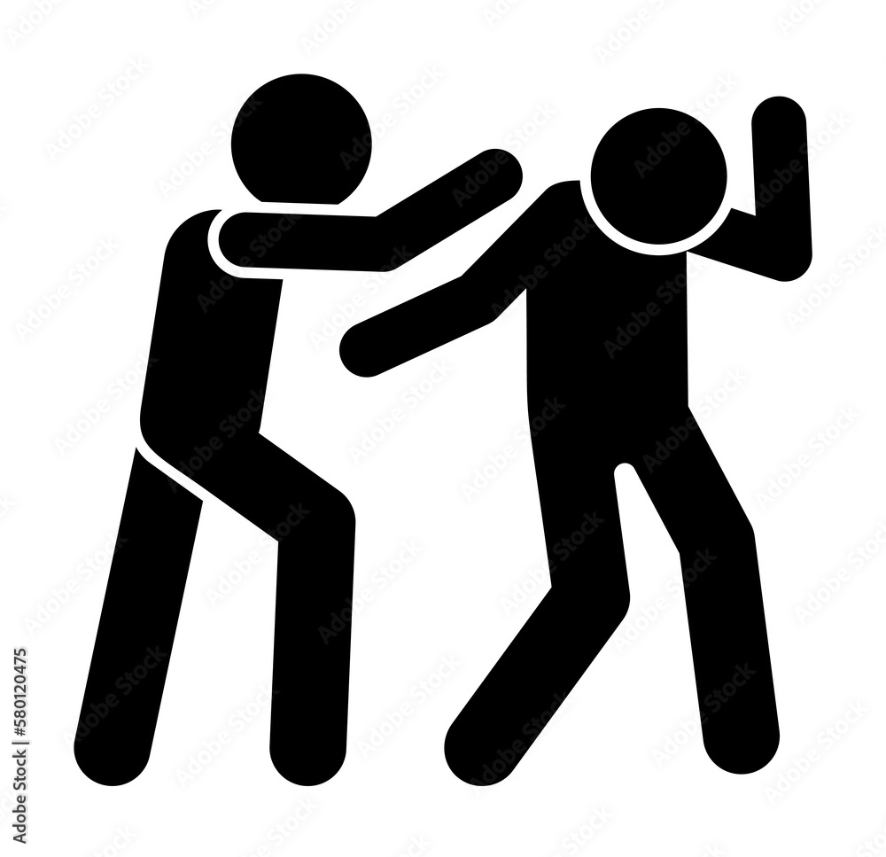 Men hit punch icon. Simple pictogram of fighting icons for ui and ux, website or mobile application on white background Men hit punch icon. Simple pictogram of fighting icons for ui and ux, website or mobile application on white background