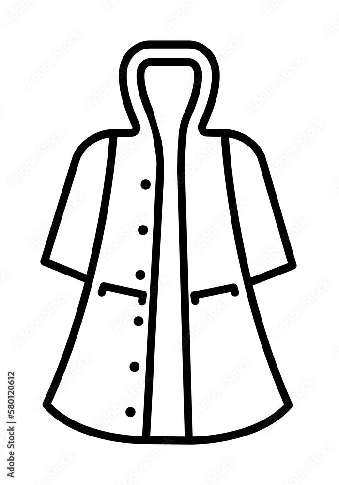 Raincoat icon. Simple line, outline of autumn icons for ui and ux, website or mobile application on white background Raincoat icon. Simple line, outline of autumn icons for ui and ux, website or mobile application on white background